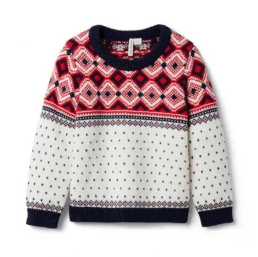 Janie & Jack Fair Isle Knit Winter Holiday Christmas boys Sweater Size 8